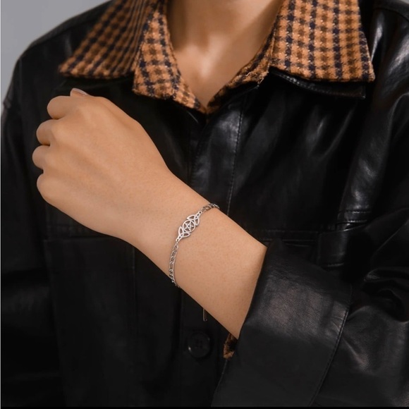 3 For $35 18K Gold or 18K White Gold/ Rhodium Plated Pentacle Triquetra Bracelet - Picture 5 of 5